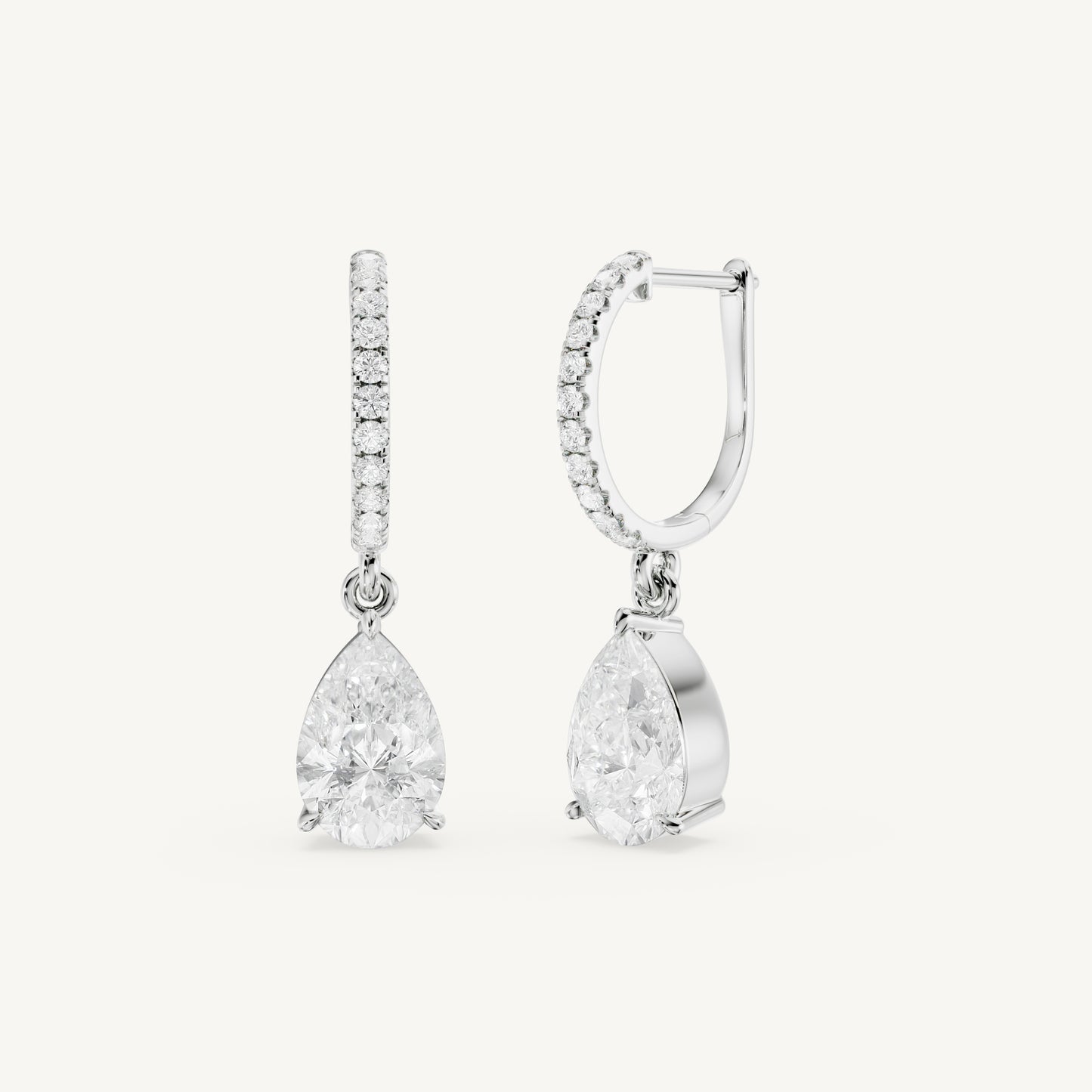 Pear Diamond Hoops
