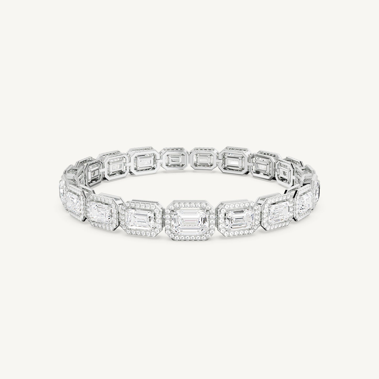Emerald-Cut Halo Tennis Bracelet