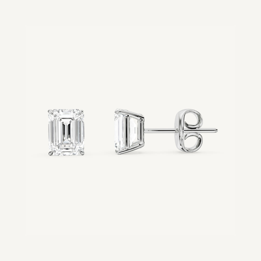 Emerald-Cut Diamond Studs