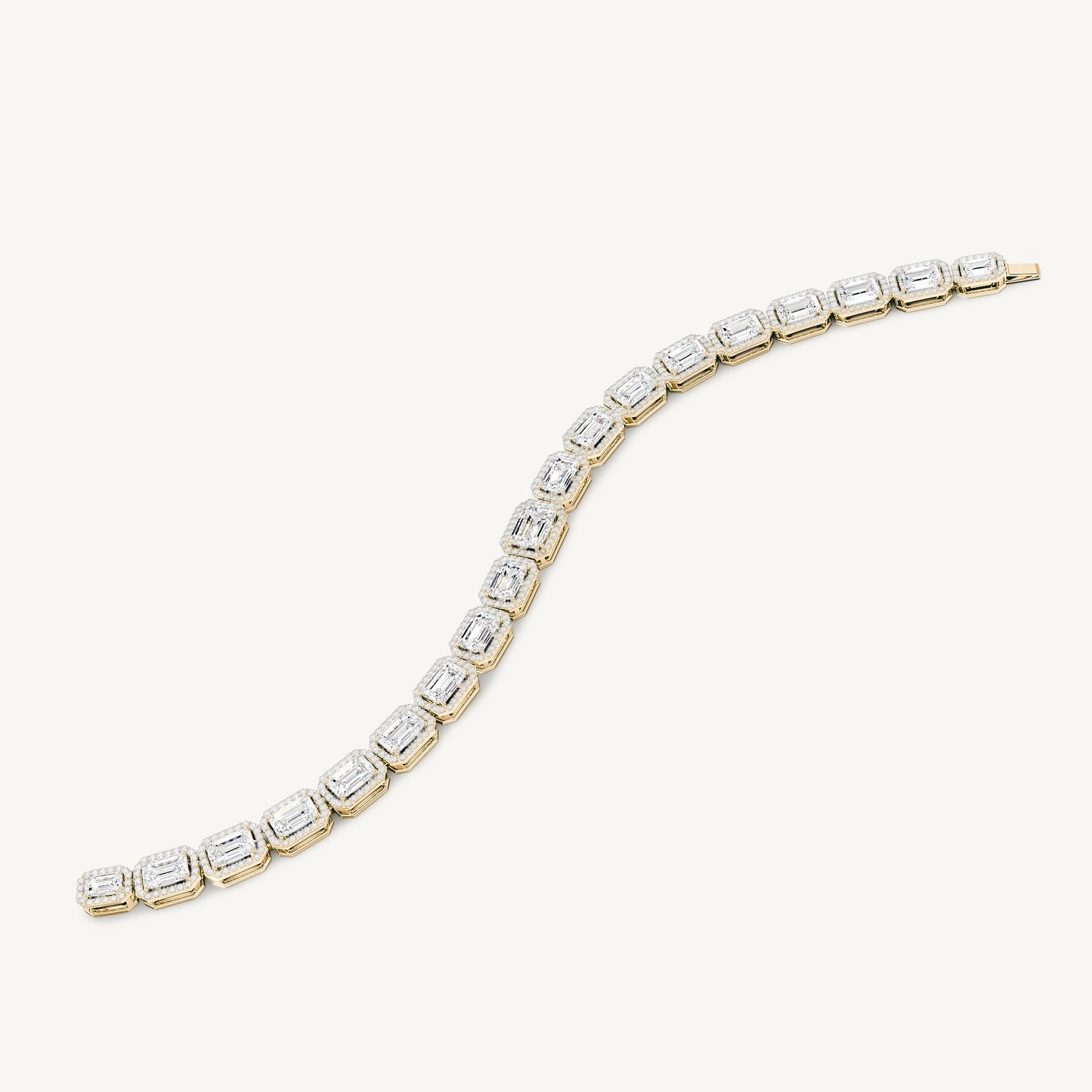 Emerald-Cut Halo Tennis Bracelet