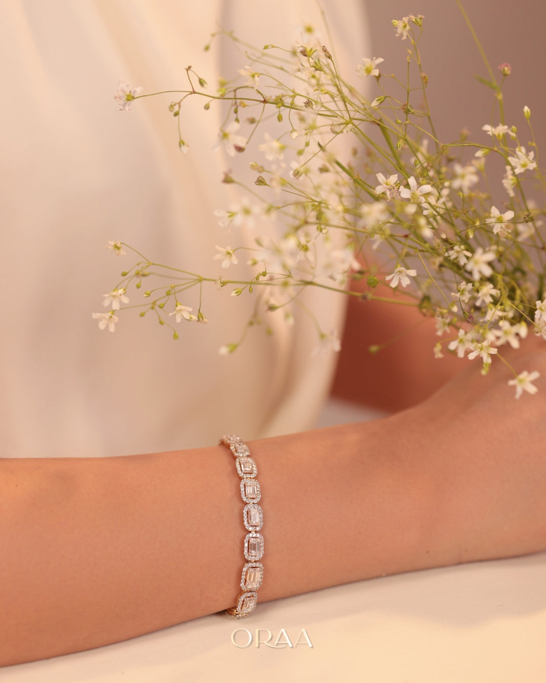 Emerald-Cut Halo Tennis Bracelet