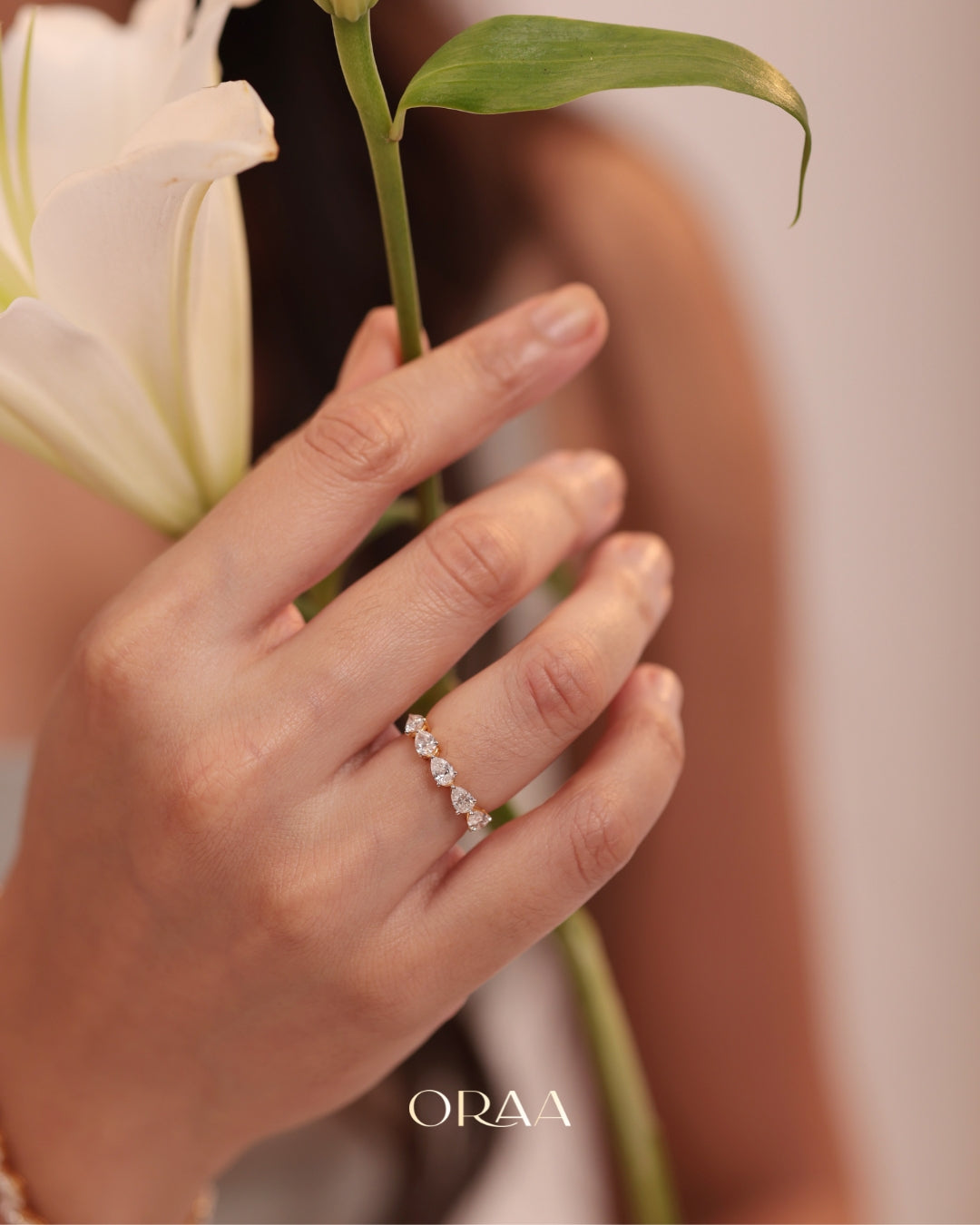 Pear Half Eternity Band
