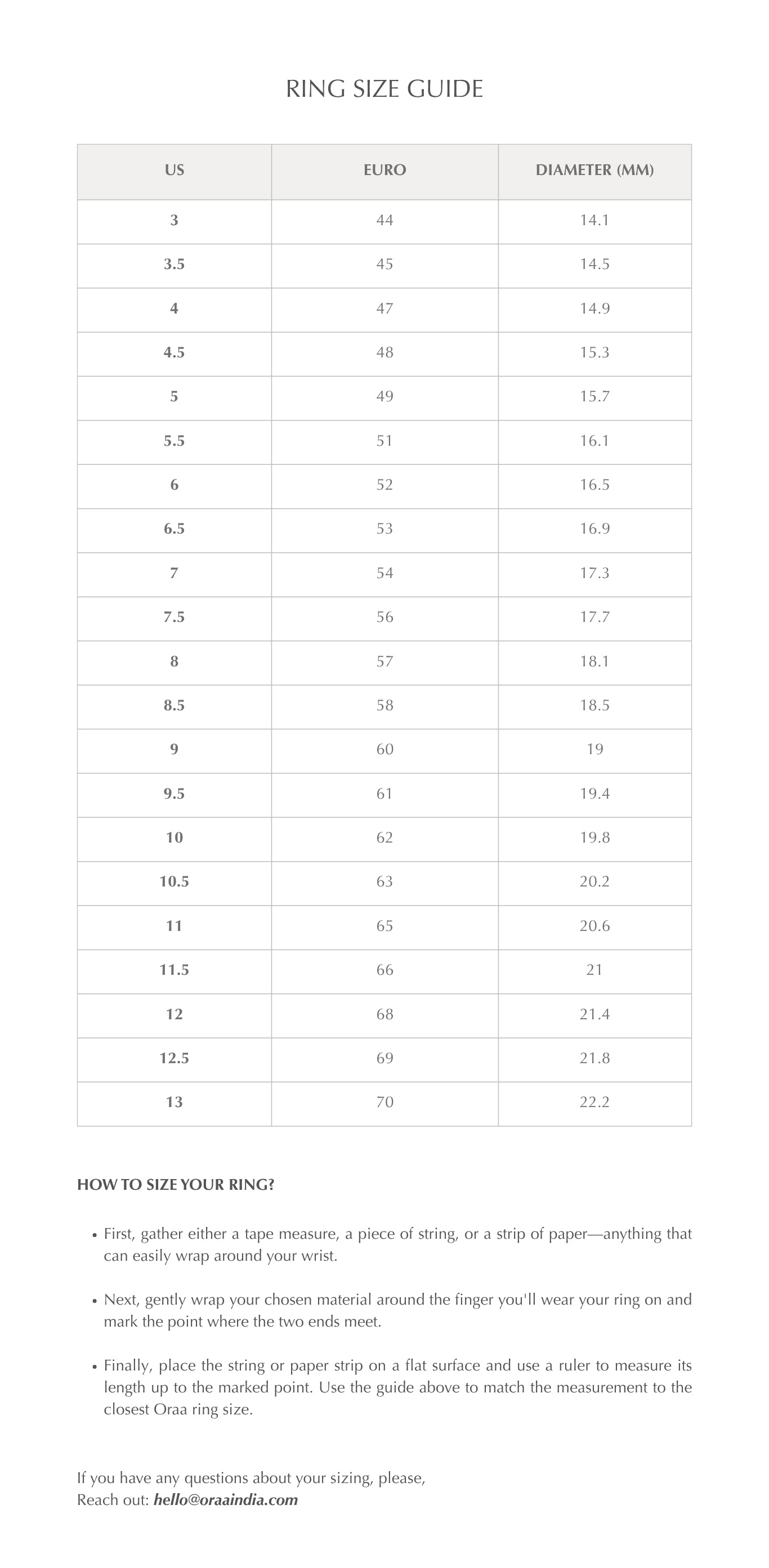Size Guide