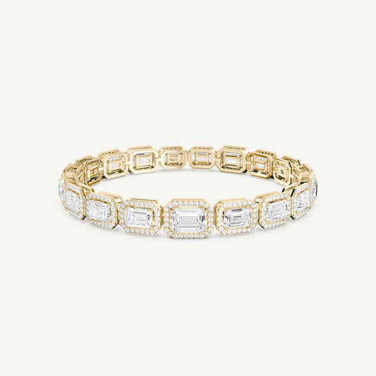 Emerald-Cut Halo Tennis Bracelet