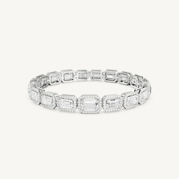 Emerald-Cut Halo Tennis Bracelet