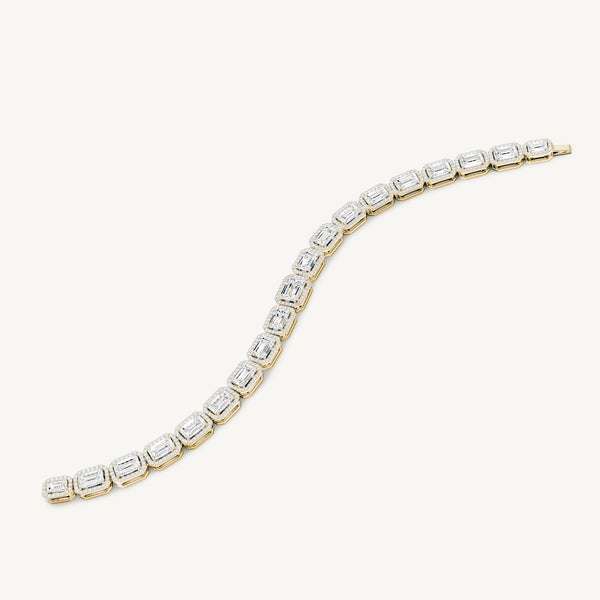 Emerald-Cut Halo Tennis Bracelet